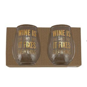 Harman | Stemless Wine Glass Set | 2 Pack | "Wine is like Duct Tape..."